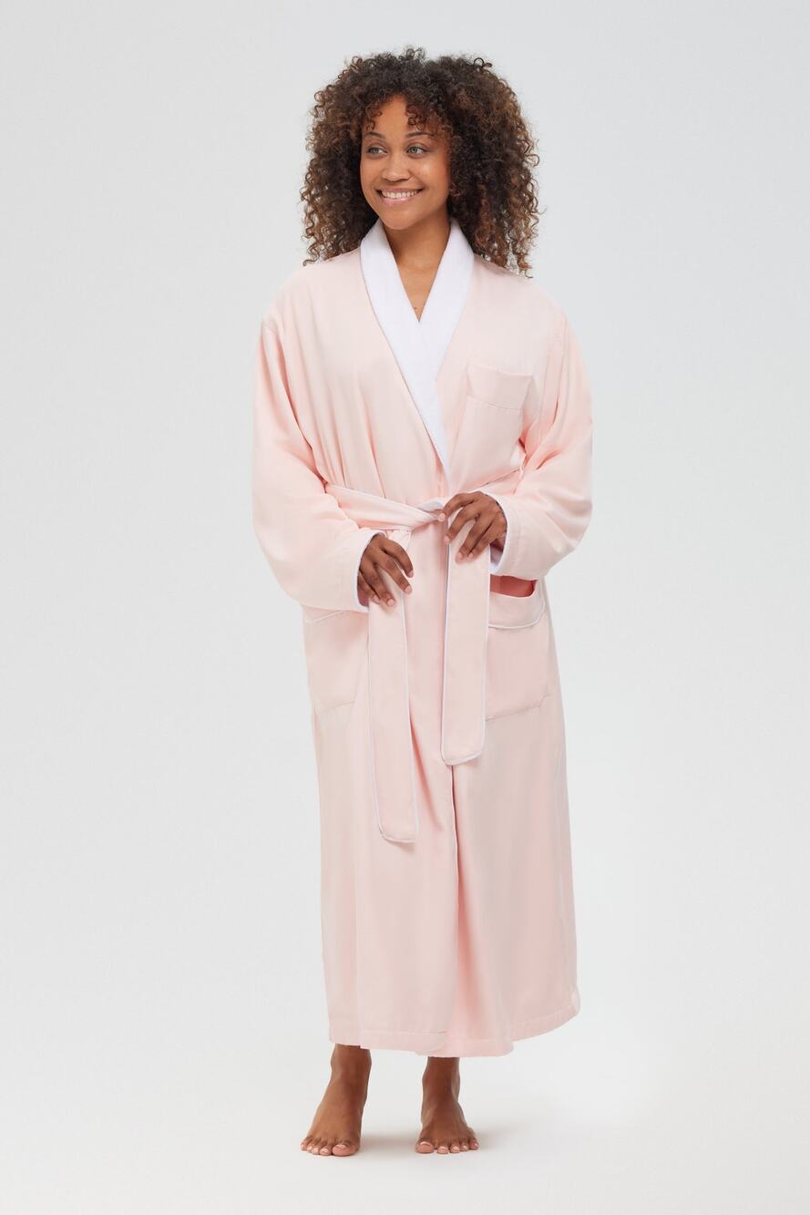 Monarch Microfiber Shawl Robe Lined in Plush Pale Pink Belted Size S NEW